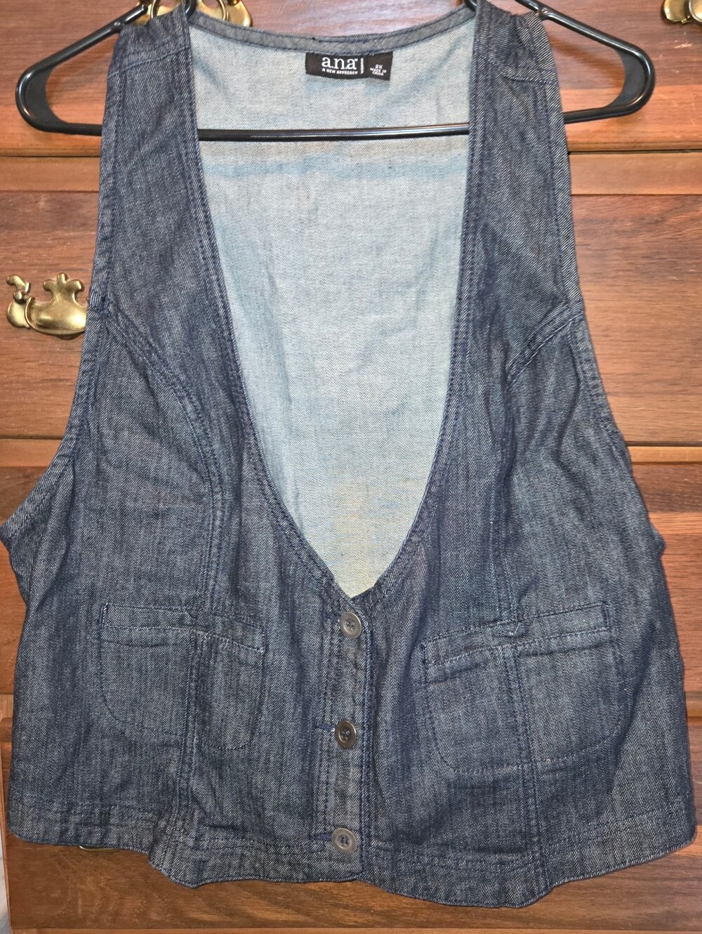 NWT Ana Denim Button-Front Vest Sz 2X